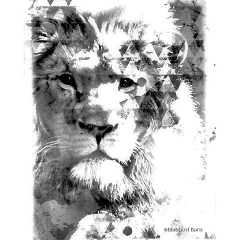 Modern Black And White Lion White Modern Wood Framed Art Print by Bluebird Barn