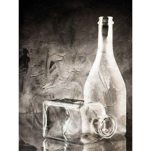 Moody Gray Glassware Still Life Black Modern Wood Framed Art Print with Double Matting by Bluebird Barn