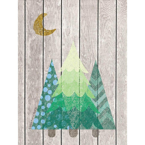 Whimsical Trees Under the Moon White Modern Wood Framed Art Print by Bluebird Barn