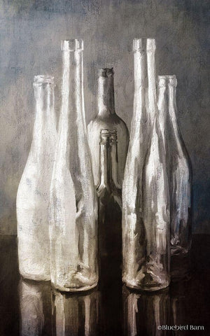 Grey Bottle Collection   White Modern Wood Framed Art Print with Double Matting by Bluebird Barn