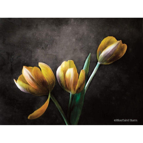 Contemporary Floral Tulips Gold Ornate Wood Framed Art Print with Double Matting by Bluebird Barn