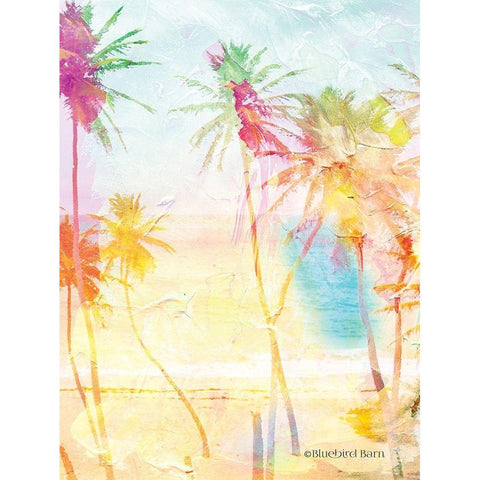 Bright Summer Palm Group I Black Modern Wood Framed Art Print with Double Matting by Bluebird Barn