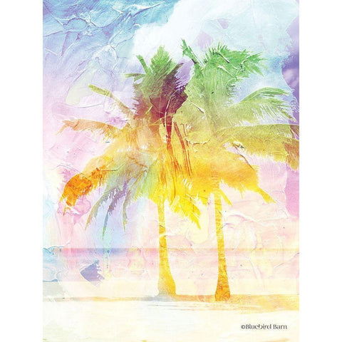 Bright Summer Palm Group II Black Modern Wood Framed Art Print with Double Matting by Bluebird Barn