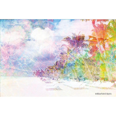 Rainbow Bright Coast and Palms White Modern Wood Framed Art Print by Bluebird Barn