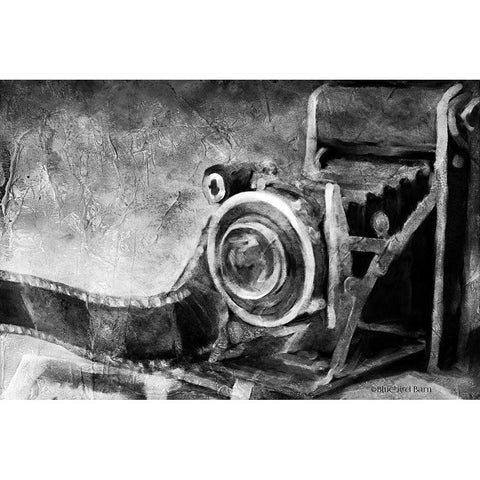 Vintage Camera Black and White   Black Modern Wood Framed Art Print by Bluebird Barn