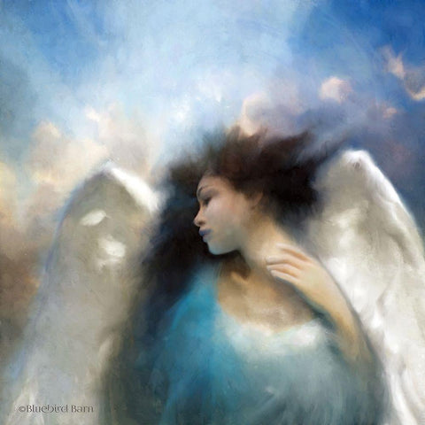 Reverie of an Angel Black Ornate Wood Framed Art Print with Double Matting by Bluebird Barn