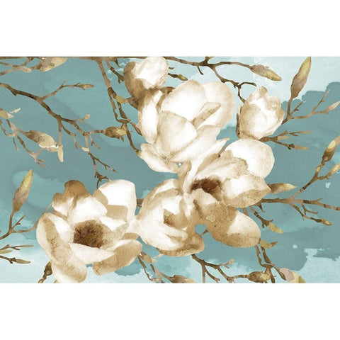 Magnolia I Gold Ornate Wood Framed Art Print with Double Matting by Bluebird Barn