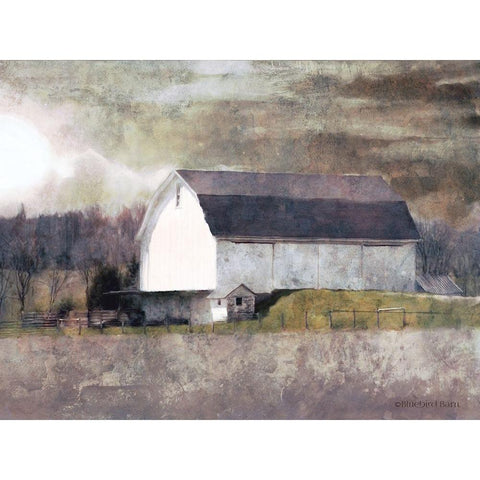 Rustic White Barn Scene I White Modern Wood Framed Art Print by Bluebird Barn