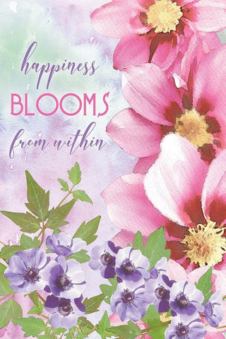 Happiness Blooms Within White Modern Wood Framed Art Print with Double Matting by Bluebird Barn