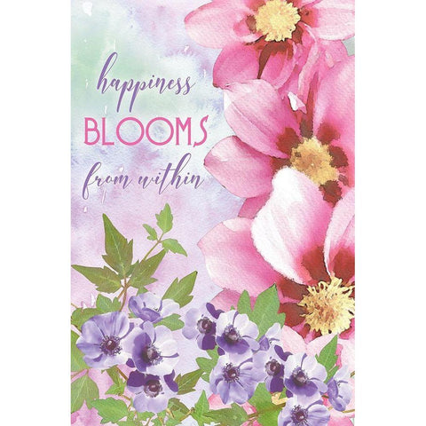 Happiness Blooms Within White Modern Wood Framed Art Print by Bluebird Barn