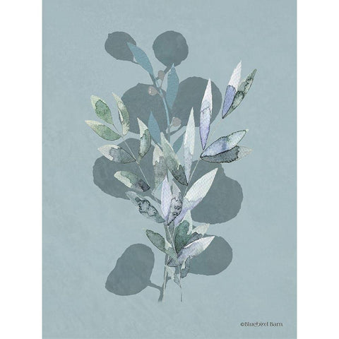 Watercolor Greenery Series Medium Teal I White Modern Wood Framed Art Print by Bluebird Barn