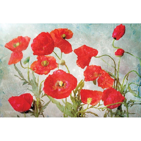 Poppies Gold Ornate Wood Framed Art Print with Double Matting by Bluebird Barn