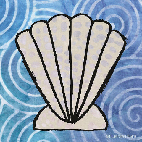 Whimsy Coastal Clam Shell White Modern Wood Framed Art Print by Bluebird Barn