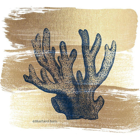 Brushed Gold Elkhorn Coral White Modern Wood Framed Art Print with Double Matting by Bluebird Barn