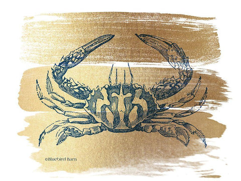 Brushed Gold Crab Black Ornate Wood Framed Art Print with Double Matting by Bluebird Barn