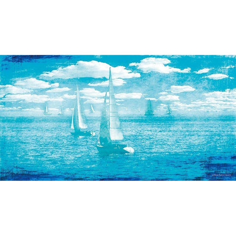 Sailboat Vista White Modern Wood Framed Art Print by Bluebird Barn