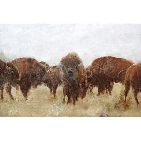 Buffalo Gold Ornate Wood Framed Art Print with Double Matting by Bluebird Barn