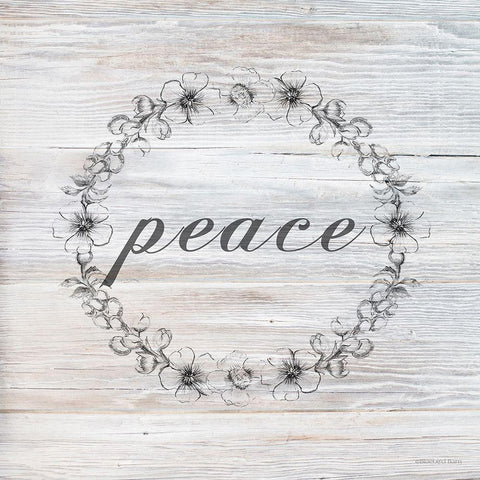 Peace White Modern Wood Framed Art Print with Double Matting by Bluebird Barn