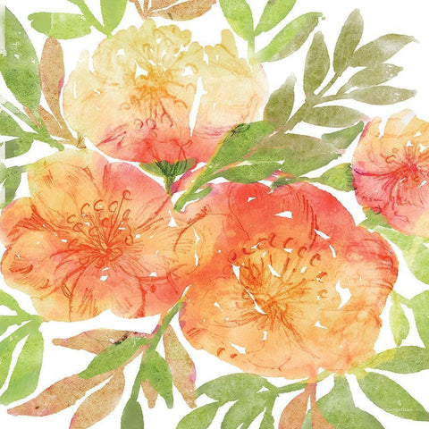 Peachy Floral IIO White Modern Wood Framed Art Print by Bluebird Barn