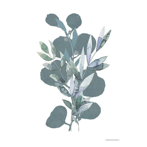 Watercolor Greenery Series     White Modern Wood Framed Art Print by Bluebird Barn