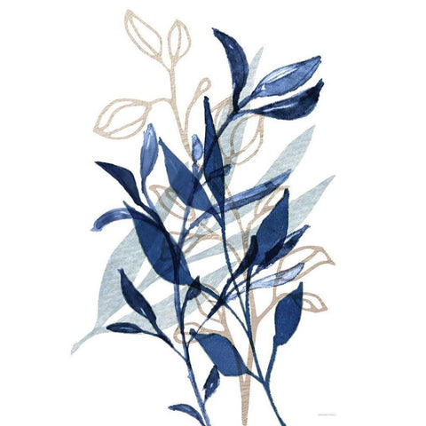 Botanical Blues I White Modern Wood Framed Art Print by Bluebird Barn