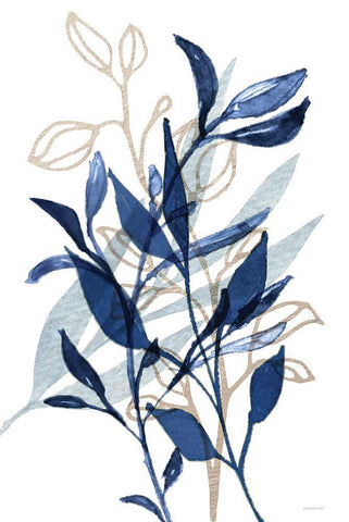 Botanical Blues I White Modern Wood Framed Art Print with Double Matting by Bluebird Barn