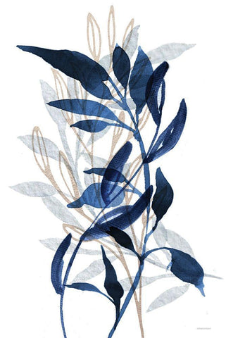 Botanical Blues II White Modern Wood Framed Art Print with Double Matting by Bluebird Barn