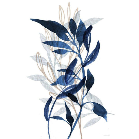 Botanical Blues II White Modern Wood Framed Art Print by Bluebird Barn