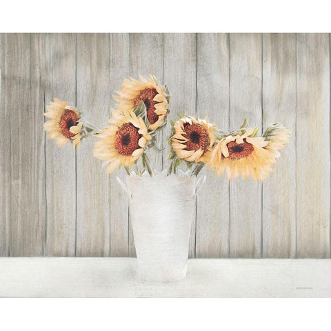 Country Sunflower Vase White Modern Wood Framed Art Print by Bluebird Barn