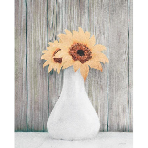 Farmhouse Sunflowers Black Modern Wood Framed Art Print with Double Matting by Bluebird Barn