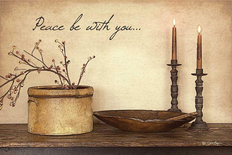 Peace Be With You Black Ornate Wood Framed Art Print with Double Matting by Boyer, Susie