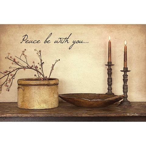 Peace Be With You Gold Ornate Wood Framed Art Print with Double Matting by Boyer, Susie