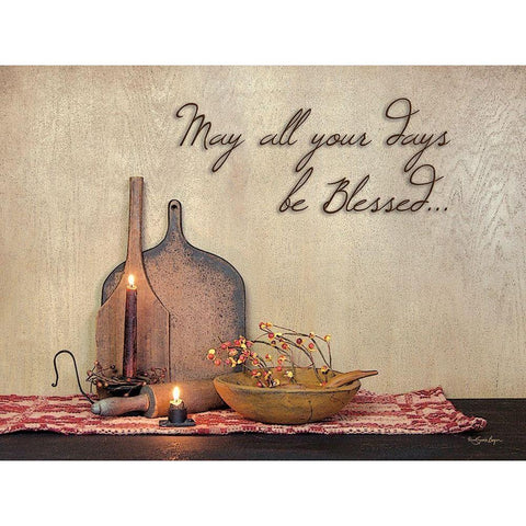 May All Your Days be Blessed White Modern Wood Framed Art Print by Boyer, Susie