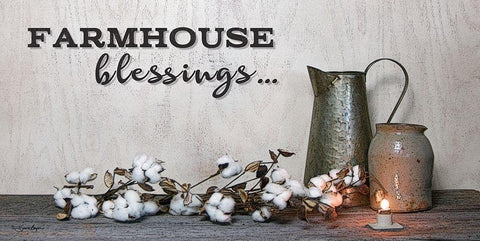 Farmhouse Blessings White Modern Wood Framed Art Print with Double Matting by Boyer, Susie