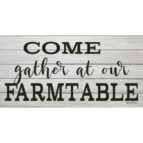 Come Gather at our Farm Table White Modern Wood Framed Art Print by Boyer, Susie