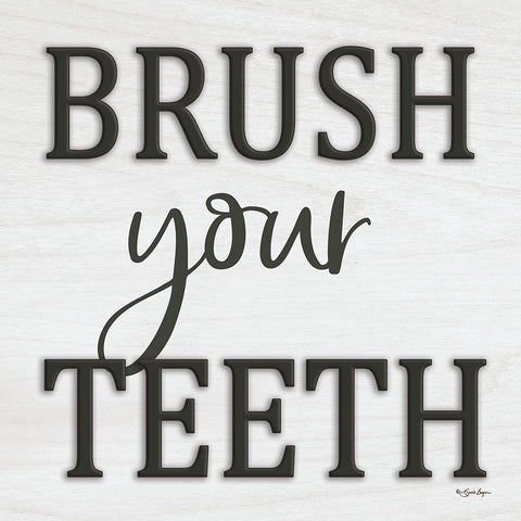 Brush Your Teeth White Modern Wood Framed Art Print with Double Matting by Boyer, Susie