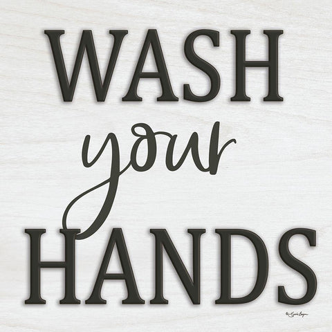 Wash Your Hands Black Ornate Wood Framed Art Print with Double Matting by Boyer, Susie