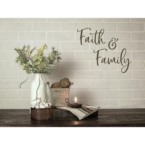 Faith and Family White Modern Wood Framed Art Print by Boyer, Susie