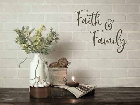 Faith and Family White Modern Wood Framed Art Print with Double Matting by Boyer, Susie