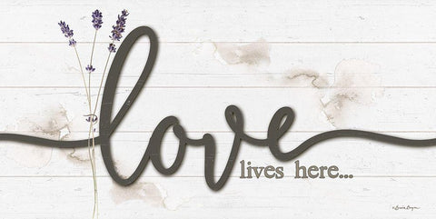 Love Lives Here White Modern Wood Framed Art Print with Double Matting by Boyer, Susie