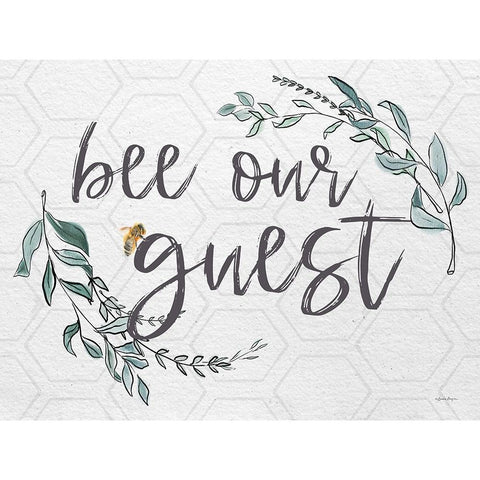 Bee Our Guest   Black Modern Wood Framed Art Print with Double Matting by Boyer, Susie