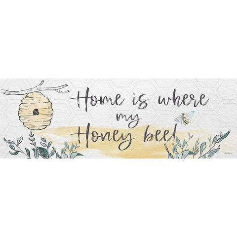 Home Is Where My Honey Bee   Black Modern Wood Framed Art Print with Double Matting by Boyer, Susie