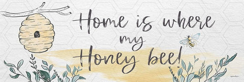 Home Is Where My Honey Bee   Black Ornate Wood Framed Art Print with Double Matting by Boyer, Susie