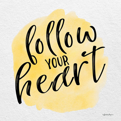 Follow Your Heart White Modern Wood Framed Art Print with Double Matting by Boyer, Susie