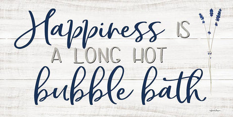 Happiness is a Long Hot Bubble Bath White Modern Wood Framed Art Print with Double Matting by Boyer, Susie