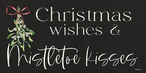 Christmas Wishes And Mistletoe Kisses White Modern Wood Framed Art Print with Double Matting by Boyer, Susie