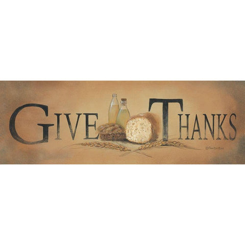 Give Thanks Black Modern Wood Framed Art Print with Double Matting by Britton, Pam