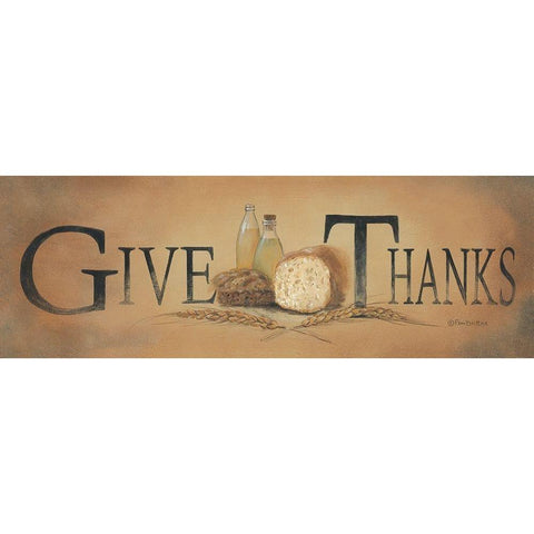 Give Thanks White Modern Wood Framed Art Print by Britton, Pam