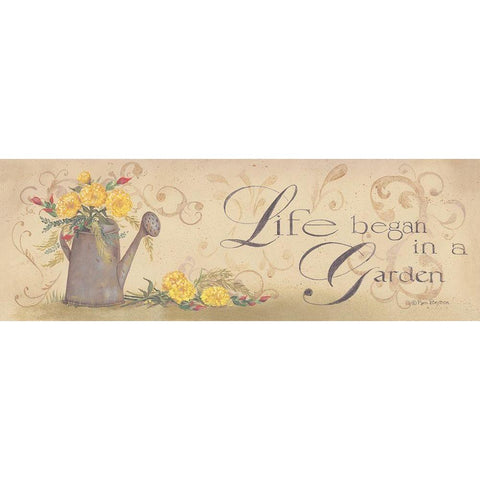 Life Began in a Garden Gold Ornate Wood Framed Art Print with Double Matting by Britton, Pam