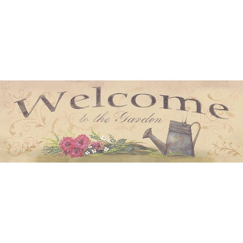 Welcome to the Garden Gold Ornate Wood Framed Art Print with Double Matting by Britton, Pam